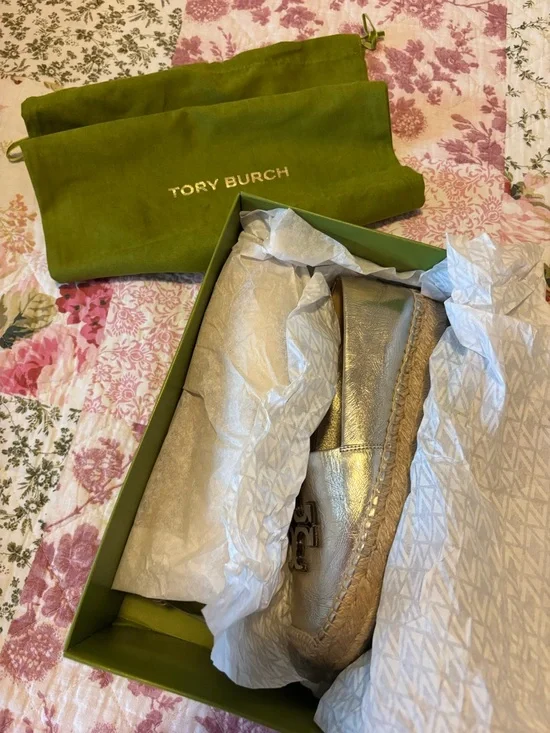 Tory Burch Metallic Gold Espadrille Loafers - Picture 5 of 16